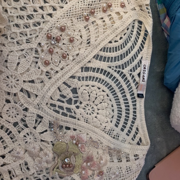 NWOT WOMENS ORIGAMI LACE/CROCHET TUNIC AND TANK M/L - Picture 4 of 7